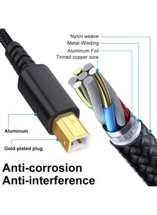 USB B to USB C Printer Cable 16.6 Feet - Type A/C to B Printer Cable High-Speed Nylon Braided MIDI Cord for HP, Canon, Brother, Samsung, Dell, Epson,DAC，（5 M,1 PACK） - view 5